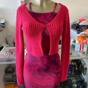 Pink Textured Cardigan